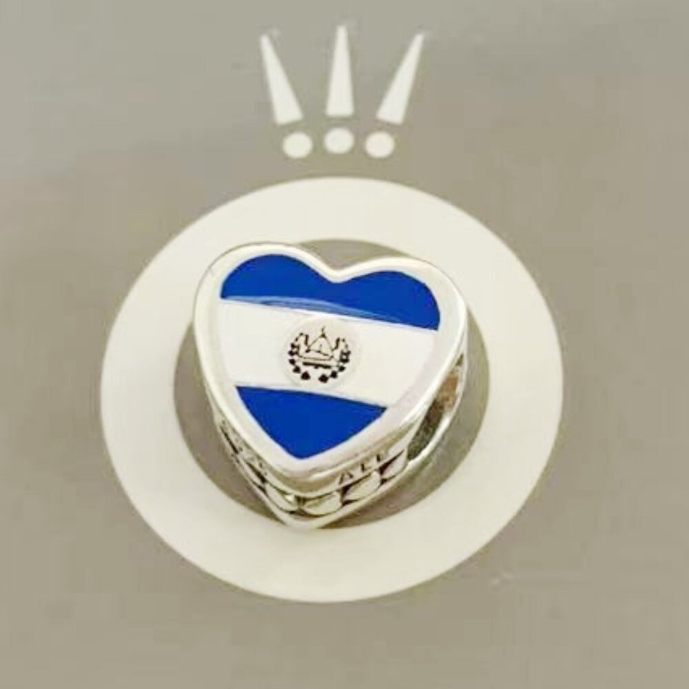 Pandora El Salvador Flag Heart Charm